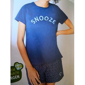 Dames Pyjama Set - 2-delig - Maat 40/42 M - Donkerblauw - T-shirt met Korte broek