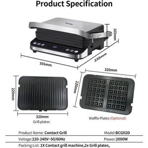 Gran Vida® - Multifunctionele Grill - 6 Kookprogramma’s - 2000W