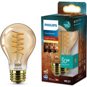 Philips Deco LED - SceneSwitch - 50W - E27 fitting - A60 Standaard lampvorm - Amberkleurige lamp