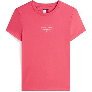 Tommy Jeans T-shirt Tjw Slim Ess Logo 1 Tee Ext Dw0dw21542 Xi5 Vintage Cerise Dames Maat - XXS
