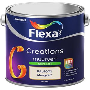 Flexa Creations Muurverf - Extra Mat - Mengkleuren Collectie - RAL9001  - 2,5 liter