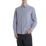 Replay - M4153.000.52852 - Garengeverfd Shirt - Blauw - Lange Mouwen