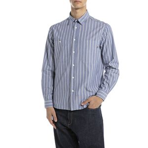 Replay - M4153.000.52852 - Garengeverfd Shirt - Blauw - Lange Mouwen