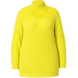 MIAMODA - Dames - Pullover regular fit V-hals met choker - Limoen - Maat 42+