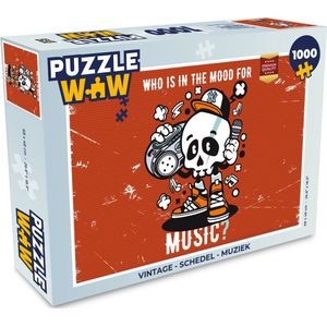 Puzzel Vintage - Schedel - Muziek - Legpuzzel - Puzzel 1000 stukjes volwassenen