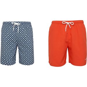 Set van 2 zwembroek La V blockjespatroon/ Oranje 116-122