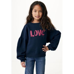 Oversized Crew Neck Sweater With Artwork Meisjes - Navy - Maat 110-116