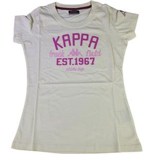 Kappa - T-shirt Athletic - Creme / Roze - Maat XS - Vrouwen