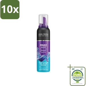 10 x John Frieda – Haarmousse – Frizz Ease Curl Reviver – Krulversterkend – 200 ml - Grootverpakking - Krullen Versterken - Pluis Verminderen - Kruldefinitie - Krulstructuur - Glans Geven