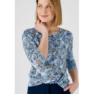 Damart - Fijn geribde trui met 3/4-mouwen - Dames - Blauw - S