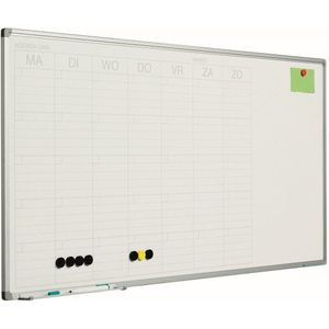 Whiteboard Deluxe - Geëmailleerd staal - Weekplanner - Maandplanner - Jaarplanner - Magnetisch - Wit - Nederlandstalig - 60x120cm