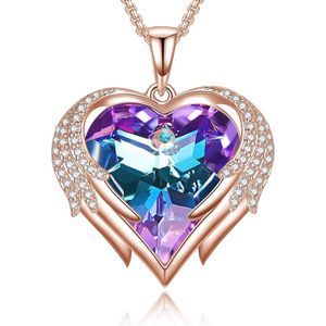 Hartvormige Ketting voor Vrouwen - 18K Wit Verguld Zilver met Crystal Hanger en 5A Kubieke Zirkonia - Perfecte Sieraden Geschenken