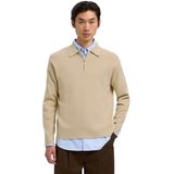Selected Homme Heren trui SLHTELLER FN RELAXED HALF ZIP POLO bequem Grijs L Volwassenen