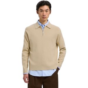 Selected Homme Heren trui SLHTELLER FN RELAXED HALF ZIP POLO bequem Grijs L Volwassenen
