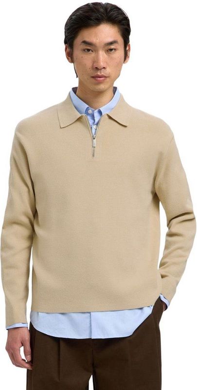 Selected Homme Heren trui SLHTELLER FN RELAXED HALF ZIP POLO bequem Grijs L Volwassenen