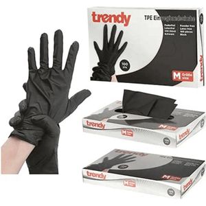 Wegwerphandschoenen TPE - 100 stuks - Poedervrij en Latexvrij - Zwart (M)