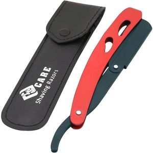 YSCARE Handmatige scheerapparaten voor mannen Kapper Rechte Baard Cut Keel Handmatige Schoonheidssalon Scheerapparaat Roestvrij Staal (Rood/Zwart)