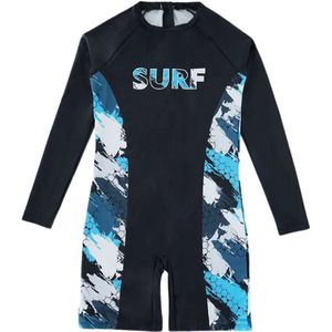 Bovista Wetsuit Kinderen - Swimsuit - Shorty - Surfpak - Duikpak - Lange Mouw - Zwemsuit - Zwart - 8y