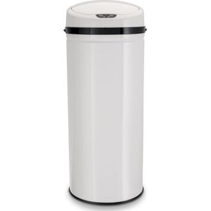 Vuilnisemmer met sensor - touchless - elektrische vuilnisbak - infrarood bewegingssensor - roestvrij staal - 42 liter - INOX wit vuilnisbak 60 liter