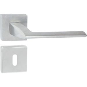 Domino® Deurkrukgarnituur ELIZA QR M4 BB - Satijn Chroom - BB- gladde sleutel met Vierkant Rozette - Deurbeslag van aluminium - Deurklink voor kamerdeur, kantoordeur, kelderdeur en binnendeur