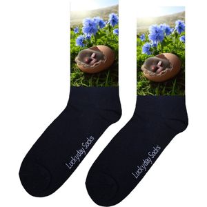 Mol - Opkikker - Grappige sokken - Valentijn cadeau - Verjaardag cadeau - Sint cadeau - Leuke sokken - Ei - Leuk cadeau - Vrolijke sokken - Cadeautje - Grappig cadeau - Kerstsokken - Vaderdag - Moederdag - Bloemen - Socks maken Happy - 37-44