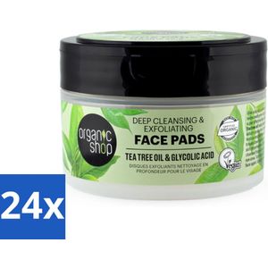 Organic Shop - Face Pads Deep Cleansing - Verfrissend en Reinigen - 20 Pads - Voordeelverpakking - 24 stuks