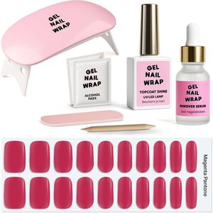 Gel Nail Wrap - Complete Starter Set - Roze - Magenta Pantone - Gel Nail Wraps - Gel Nagel Stickers (incl. Instructievideo)