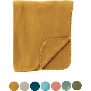 DEX - Plaid 130x160 cm - fleece deken - zacht en dun - Golden Glow - geel