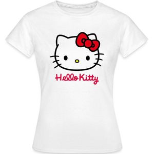 Hello Kitty Klassiek Portret Met Hello Kitty Tekst T-Shirt Dames