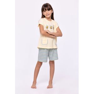 Woody Meisjes-Dames Pyjama lichtgeel - maat 140/10J