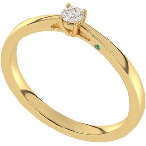 Diamo Diamonds 9-DD001-YG-10-56 Gouden Ring met Diamant - Dames - Lab Grown Diamonds - 0,10ct - Recycled Goud - 14 Karaat - Maat 56 - Solitair - Geelgoud