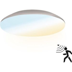 LED Plafondlamp/Plafonniere met Sensor 12W Lichtkleur Instelbaar - 1300lm - IK10 - 25 cm - Zwart