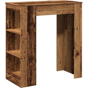 vidaXL Bartafel - Met opbergrekken - Oud Houtkleur Bartafel - Houten Bartafel - Lounge Tafel - Bistrotafel - Kookeiland