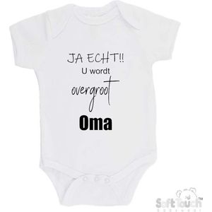 100% katoenen Romper ""JA ECHT!! U wordt overgroot Oma"" Jongens Katoen Wit/zwart Maat 56/62