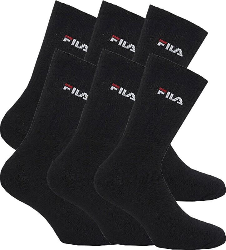 Fila tennissokken 6-pack unisex zwart 35-38