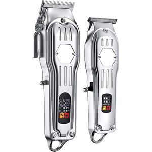 DrPhone KIKIDO Barber - 2-in-1 tondeuse en trimmer – 8 Lengtes Voor De Tondeuse & 3 Lengtes voor Trimmer – 1,5 tot 19MM - Verstelbare Meslengte – Roestvrij Staal - Zilver