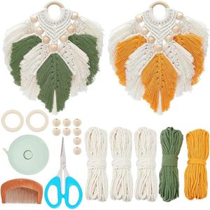 DIY Macrame Blad Wandhanger Set - Macrame Bladeren - Beginners Macrame Wandkunst - Boho Muurdecoratie - Groene Wandhanger