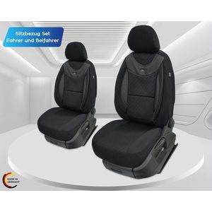Autostoelhoezen compatibel met VW Crafter Gen. 2 bestuurder & passagiersset vanaf 2017 / auto stoelbekleding set autostoelhoezen 2-pack in zwart