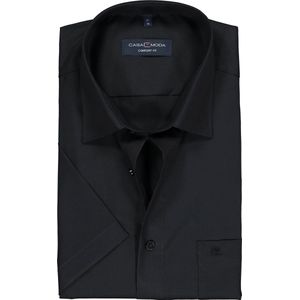 CASA MODA comfort fit overhemd - korte mouw - zwart - Strijkvrij - Boordmaat: 48