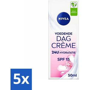 5 x NIVEA - Essentials Dagcrème - Voedende Gezichtscrème - Voor droge huid - SPF 15 - Met Amandelolie - 50 ml - Hydraterende Dagcrème - Verzorging Droge Huid - Gevoelige Huid - Vegan Dagcrème