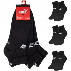 PUMA - Sokken Heren- Maat 43 - 46 cm - ( 3 - paar ) Quarter Sokken mannen Sportsokken - Zwart sokken