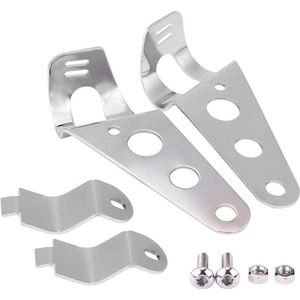 Koplamp Beugel 2 Stuks 28 Mm-34 Mm Motorfiets Aluminium Klemmen - Universele Motorfiets - Zilver .