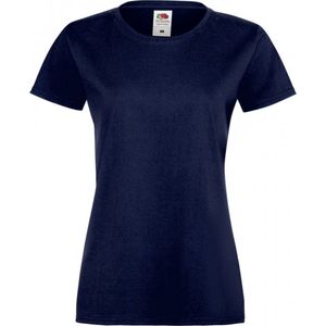 Fruit Of The Loom Lady-Fit Dames Sofspun® T-shirt - Donker Marineblauw - Small
