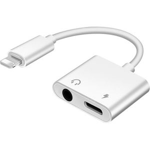 Audio Splitter Adapter 2 in 1 - Lightning - Geshcikt voor iPhone - Opladen & Audio Beluisteren - Muziek Luisteren en Opladen Tegelijk - Wit