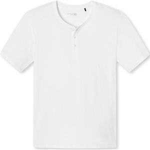 SCHIESSER Mix+Relax T-shirt - korte mouw O-hals met knoopjes - wit - Maat: S