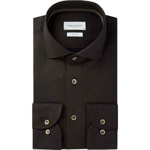 Profuomo - Flanel Overhemd Bruin - Heren - Maat 38 - Slim-fit
