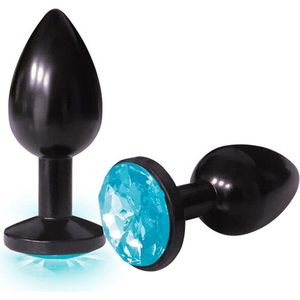 Icon Brands Bejeweled - Roestvrijstalen Butt Plug met Steentje aqua blue