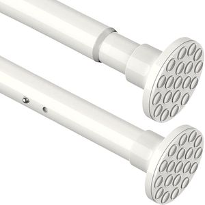 Douchestang, zonder boren, uittrekbare telescoopstang, extra dikke gordijnroede om te klemmen, douchegordijnstang voor badkamer, slaapkamer, wit (160-220 cm,32 mm)