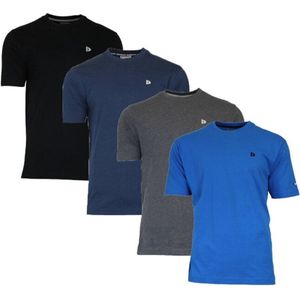 4-PackDonnay T-shirt (599008) - Sportshirt - Heren - Black/Navy/Charcoal/Active blue (602) - maat S