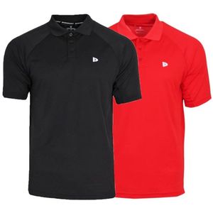 Donnay - Polo Björn - Sportpolo - Zwart/Poppy-rood - 2-Pack
